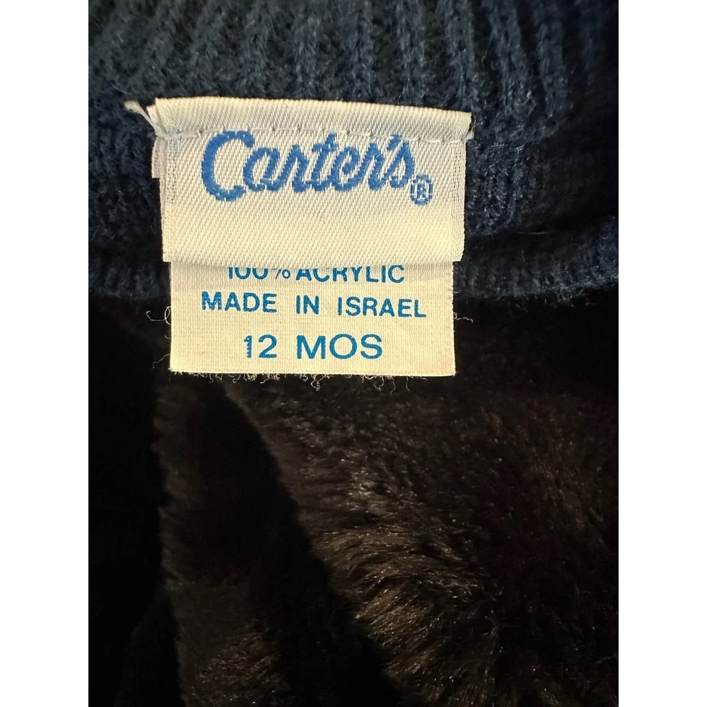 Vintage‎ Carters Baby Boys Blue Tool Intarsia Knit Sweater 12 Months